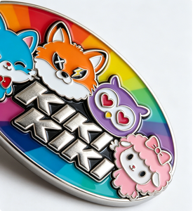Pin de Solapa Ovalado de Metal Esmaltado Duro con Diseño de Animal de Dibujos Animados Arcoíris Personalizado, Emblema 2D para Regalo y Eventos - Product Image 5