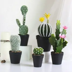 High quality mini pot cactus bonsai office decoration green plant artificial potted plants