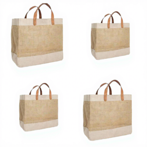 Sac de courses en jute fabriqué au Bangladesh, grande taille, avec poignées en corde, fermeture éclair, logo personnalisé pour les courses, prix abordable - Product Image 1