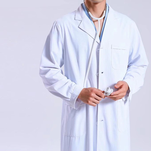 Blouse médicale blanche respirante, légère, durable et confortable avec poignets élastiques et fermeture ajustable - Product Image 3