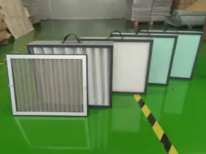 Penyaring udara bingkai aluminium lipat serat sintetis yang dapat dicuci