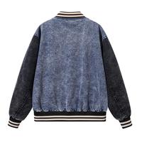 Veste de baseball en jean pour homme, 100% polyester, boutons pression, chaude et confortable, automne-hiver, logo personnalisé OEM