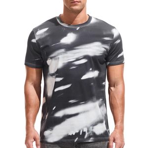 Street Style T-shirt à col rond pour homme en coton extensible imprimé graphique haut décontracté à manches courtes - Product Image 6