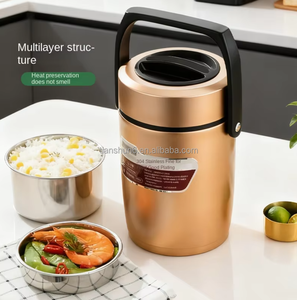 Boîte à lunch <span class=keywords><strong>hermétique</strong></span> portable en acier inoxydable 304, boîte à lunch thermique à double couche, récipient pour aliments, chauffe-aliments - Product Image 4