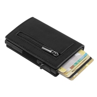 Dompet tipis untuk wanita, tempat kartu kredit RFID dengan kulit kunci dua lipat dengan gantungan kunci, saku koin