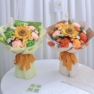 Ramo Grande de Flores de Crochet Hechas a Mano 2026, Rosas y Convallarias, Nuevo Diseño Creativo de Lana y Algodón, Regalos de Boda y Cumpleaños, Flores Artificiales - Product Image 5