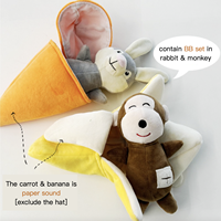 Jouet interactif en peluche durable anti-ennui pour chien, avec couineur, motifs banane, singe, carotte, lapin, pour usage intérieur, pour animaux de compagnie tendance