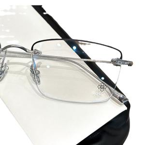 Krostar - Montura de Gafas de Titanio Puro para Mujer, Media Montura, Rectangulares, Anti UV, CH5811 - Product Image 1