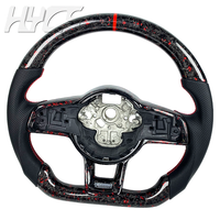 Volant personnalisé en cuir et fibre de carbone pour l'intérieur de voiture, compatible avec VW Golf 6 7 MK7 GTI GTD GTE Polo Tiguan Touareg Passat CC