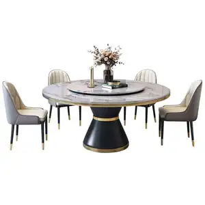 Tables de salle à manger en pierre frittée de luxe pour salon moderne ensemble de tables à manger rondes en verre et marbre