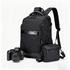 Nhà Sản Xuất Nylon Chống Thấm Nước Và Da Kỹ Thuật Số Bánh Máy Ảnh Túi Chuyên Nghiệp Dslr Nhiếp Ảnh Ba Lô - Product Image 3