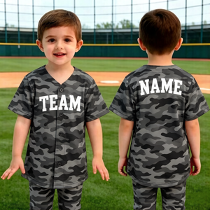 Uniforme de baseball pour jeunes OEM, entièrement boutonné, personnalisé avec broderie sublimée, chemises de baseball pour enfants pour l'entraînement, les matchs et les tournois - Product Image 1