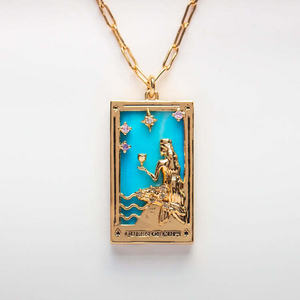 Großhandel Retro New Fashion Galvani siert Real Gold Personal isierte Diamond Square Anhänger <span class=keywords><strong>Tarot</strong></span> Halskette - Product Image 4