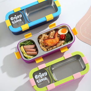 Contenedor Térmico de Alimentos con Tres Compartimentos, Lonchera Rectangular de Acero Inoxidable con Tapa Sellada <span class=keywords><strong>para</strong></span> Uso Diario - Product Image 3