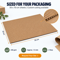 Papier d'emballage en carton ondulé kraft simple face 50x70cm pour emballage de protection découpé sur mesure