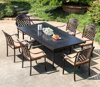 Ensemble de table et chaises de jardin en alliage d'aluminium moulé empilables pour patio, jardin, villa et balcon, meubles d'extérieur