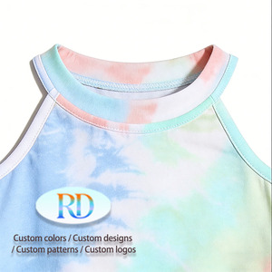 Set di <span class=keywords><strong>Abbigliamento</strong></span> per Bambine con Stampa Tie Dye, Top Corto con Spalle Scoperte + Pantaloncini con Coulisse, Completo 2 Pezzi, <span class=keywords><strong>Abbigliamento</strong></span> Estivo per Ragazze all'Ingrosso - Product Image 3