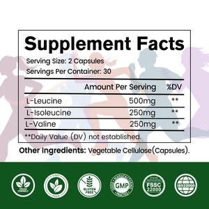 OEM ODM Vente à Chaud Suppléments de Gain de Poids d'Acides Aminés à Chaîne Ramifiée Capsules de BCAA - Product Image 2