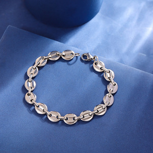 Bracelet gourmette en acier titane pour hommes et femmes, chaîne en acier inoxydable style « nez de cochon », résistant au ternissement, luxe, vente en gros - Product Image 4