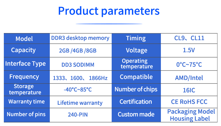 High Speed computer ram 2GB 4GB 8GB 1333mhz 1600mhz 1866mhz SODIMM DDR3 desktop memory