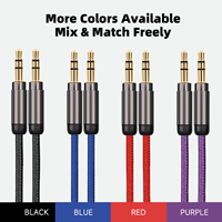 Câble audio auxiliaire Wistar plaqué or en nylon, mâle-mâle, 3,5 mm, avec gaine en coton
