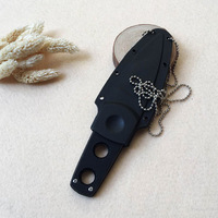 Couteau droit miniature léger EDC à porter au cou avec chaîne à billes pour équipement de plein air