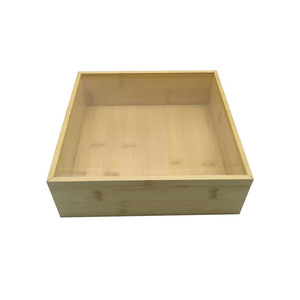 Caja de Almacenamiento de Té de Bambú Cuadrada 220x220x70mm Hecha a Medida con Tapa Transparente para Empaque de Regalos - Product Image 4