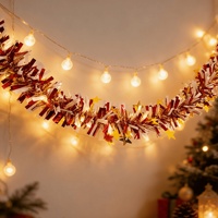 Guirlandes de Noël en étoiles et rubans en plastique dense, décorations murales pour fêtes, mariages et événements festifs, vente en gros