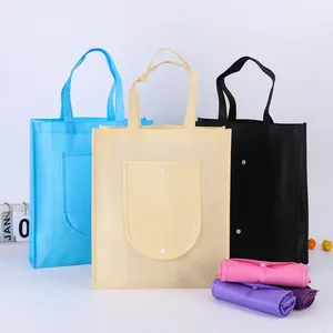 Pas cher promotionnel taille personnalisée logo imprimé recycler pliable Shopping sacs fourre-tout coloré colth emballage Eco sacs