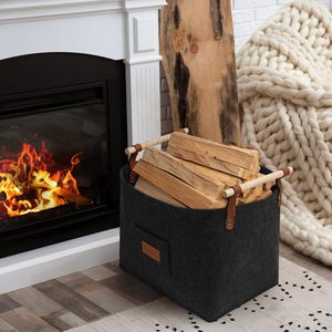 Cesto Porta Legna in Feltro Multiuso Extra Large per Interni, con Manici, Ideale per Viaggi e Stoccaggio - Product Image 1