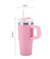 Gobelet en acier inoxydable à double paroi de 14oz, tasse de voyage isolée sous vide sans BPA avec poignée pour boissons chaudes/froides, logo personnalisé
