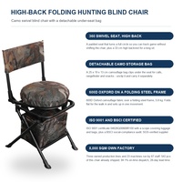 Chaise de chasse pivotante à 360°, dossier haut, pliable, portable, rembourrée, pour camping, accessoires de siège extérieur, OEM ODM, logo personnalisé