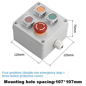 Boîtier d'arrêt d'urgence à 4 voies avec couvercle de protection à trois boutons, boîte de commande industrielle étanche IP65 à double rangée, boîte à boutons - Product Image 2