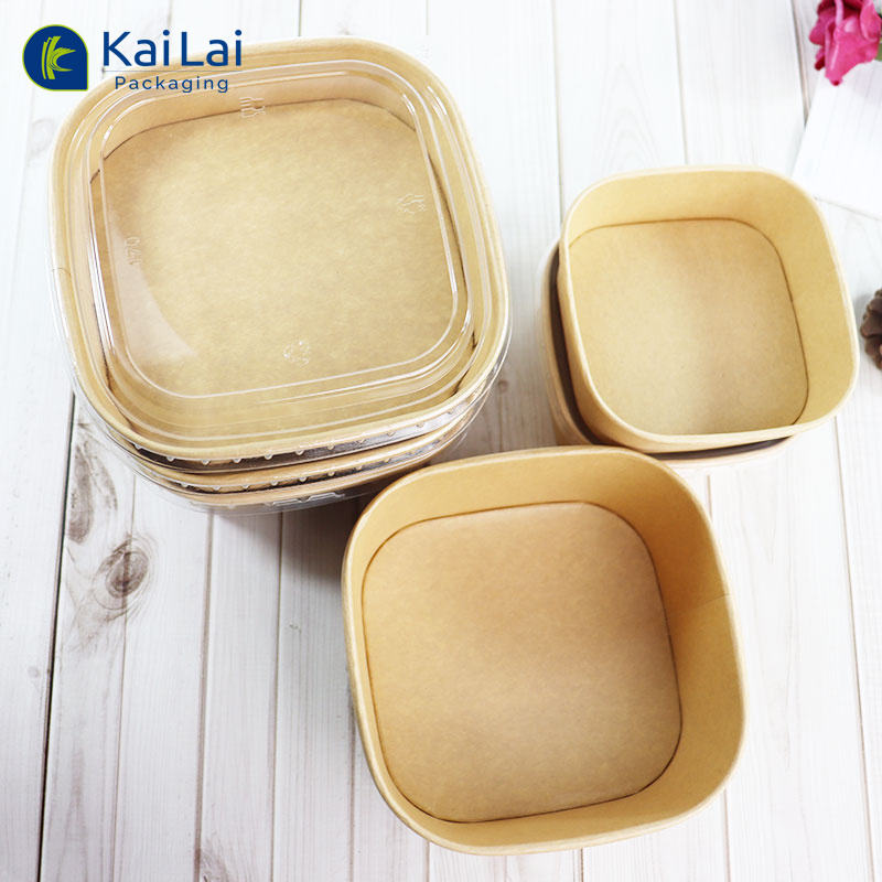 Disposable Rectangle Paper Bowl Wholesale Brown Kraft Rectangle Paper ...