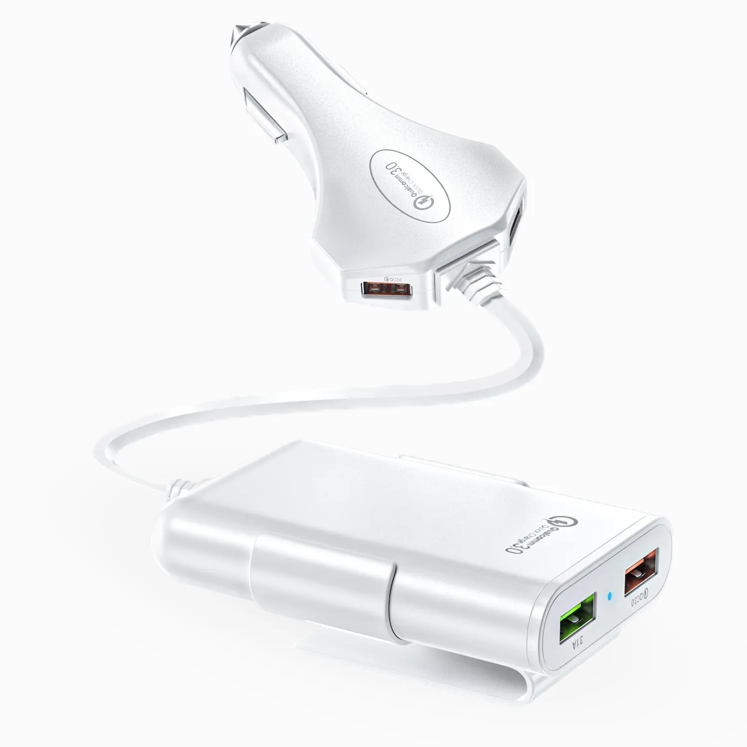 HG QC3.0 hızlı şarj cihazı 4 USB portu ön ve arka araba şarjı 4 in 1 araba şarjı ile 1.8m uzatma kablosu