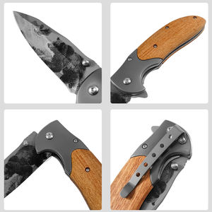 مخصص OEM 3d شفرة الطباعة الحادة التكتيكية في الهواء الطلق 3d جيب الطباعة سكين التخييم مع مقبض الخشب - Product Image 5