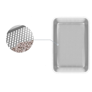Caja de arena de acero inoxidable con tapa, caja de arena para tamizar pellets de pino de madera, sistema de bandeja de arena para gatos grandes - Product Image 2