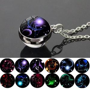 Collana Zodiacale Luminosa, Gioielli con 12 Costellazioni, Ciondolo con Sfera di Vetro, Regalo Popolare per Donne e Ragazze - Product Image 2