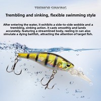 Leurre de pêche coulant en plastique de 6,5 cm/3,5 g, type crankbait, pour la pêche au bar et au brochet, avec hameçons triples