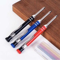Crayon de charpentier en métal professionnel 2.8MM marqueur de trou profond mécanique crayon de menuiserie avec affûteur ensemble d'outils de travail du bois