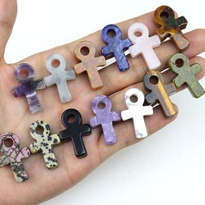 En gros, Breloques Ankh sculptées, Pendentifs en pierres précieuses de guérison Crux Ansata et <span class=keywords><strong>Améthyste</strong></span> pour la fabrication de bijoux, environ 30x19mm - Product Image 2