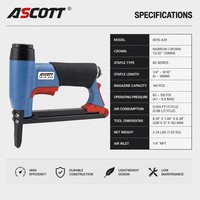 ASCOTT 8016-429 Stapler Pneumatik Profesional 21GA Kawat Halus untuk Bingkai Gambar dan Furnitur Bersertifikasi CE