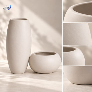 Jardinière moderne en fibre de verre pour l'intérieur et l'extérieur, pot de fleurs sur pied, conteneur décoratif pour plantes, OEM ODM - Product Image 5