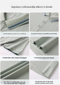 Polo de luxe en mélange de soie de mûrier et de lin pour homme, antibactérien 7A, UPF 50+, t-shirt technique rafraîchissant, grandes tailles jusqu'à 6XL - Product Image 2