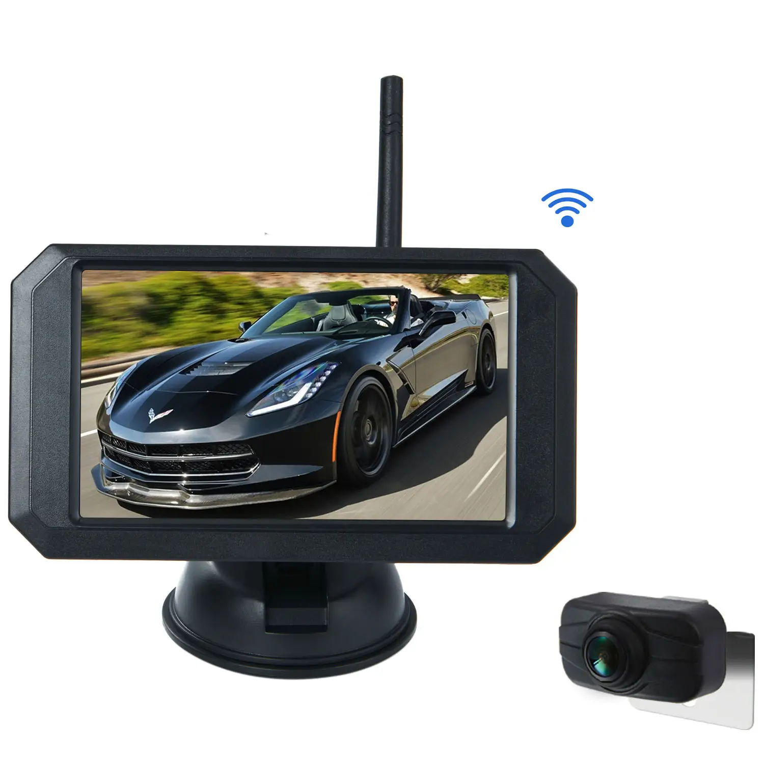 5 بوصة HD مرآة الرؤية الخلفية الرقمية اللاسلكية وقوف السيارات الرؤية الخلفية نظام الكاميرا
