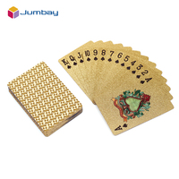 Conception personnalisée de cartes de poker en plastique dubaï 999.9 plaqué feuille d'or 24k PVC jeux de cartes à jouer dans une boîte