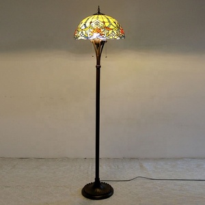 LongHuiJing Tiffany Style Floor Lamps Stained Glass Lampshade Standing Light <b>Indoor</b> <b>Lighting</b> for Dining Bedroom Living Room - Product Image 3