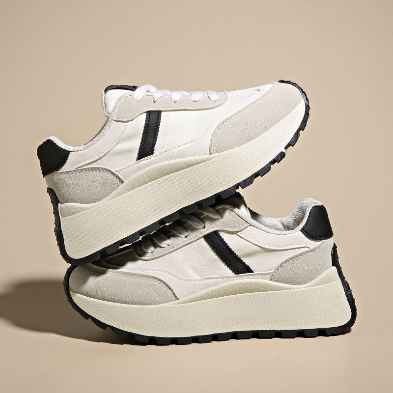 Baskets à plateforme en cuir véritable pour femmes, chaussures - Main Image