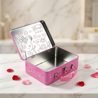 Scatola in Latta con Manico Personalizzata, Coperchio a Cerniera, Finitura Lucida, Forma Rettangolare, Confezione Regalo per Caramelle, Biscotti e Snack
