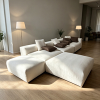 Sofá Seccional Modular en Forma de L, Tapizado en Lino Beige, Estructura de Madera, Relleno de Espuma y Plumas de Ganso, Conjunto de Sofás de Esquina Modernos para Sala de Estar